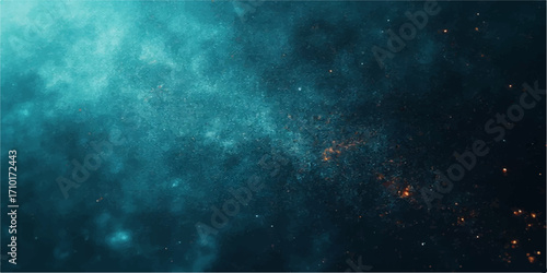 Blue space storm clouds swirl in a grunge nebula design with light and a starry night sky texture