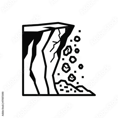 Rockslide Illustration Symbolizing Landslides and Natural Disasters