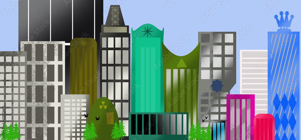 Fototapeta premium city skyline in the morning