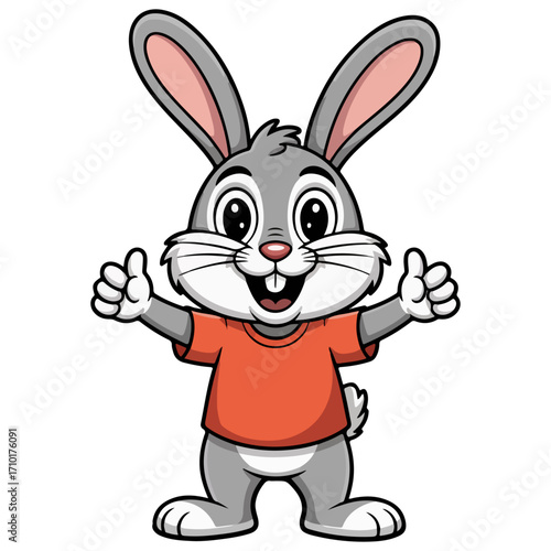 Happy Bunny Approves: A cheerful bunny rabbit, with a charming smile and thumbs-up gesture, expressing joyful approval with a bright, friendly demeanor. 
