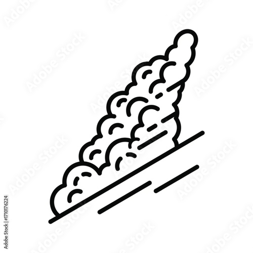 Line art design featuring a cumulus cloud formation with diagonal rain