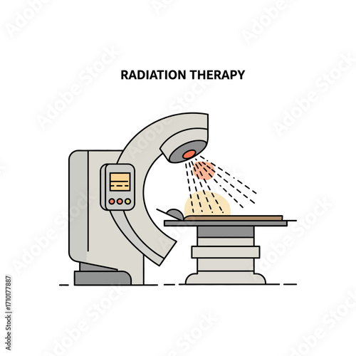 radiation therapy machine delivering targeted beams for cancer treatment illustration healthcare technology
