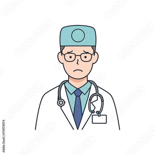 sad doctor with stethoscope wearing scrubs reflects on patient loss in the hospital conveying stress burnout and despair