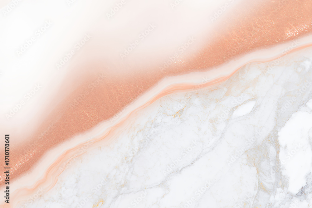 Fototapeta premium A close-up abstract view of a polished marble surface with delicate pink and white veins.