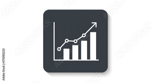 A graph icon with a long shadow for digital design, illustration, visual communication, or stock photography