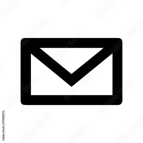 Envelope Icon with a White Background and Black Outline, Representing Email Communication and Messaging Services