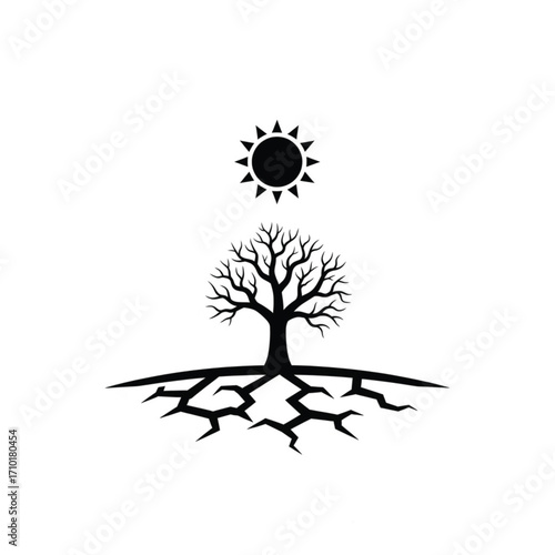 Sun-baked Earth A Barren Tree's Plea for Water