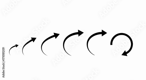 Dynamic Curved Arrows A Vector Illustration of Progression and Direction