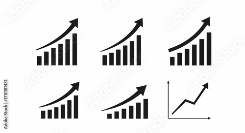 Growth Chart Icons Financial Success & Positive Trend Graphics