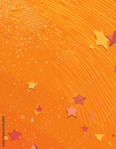 Ein lebendiger Vektorhintergrund in warmen Orangetönen, verziert mit funkelnden Sternen, ideal für festliche Designs und fröhliche Anlässe.