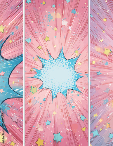 Abstrakte Comic-Hintergrund-Elemente, Vektor-Stil, Rosa und Hellblau