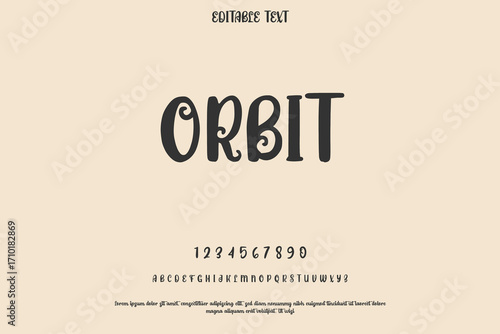 Retro style orbit font design with decorative elements
