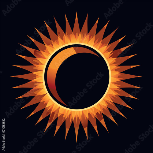 Stunning solar eclipse celestial event illustration