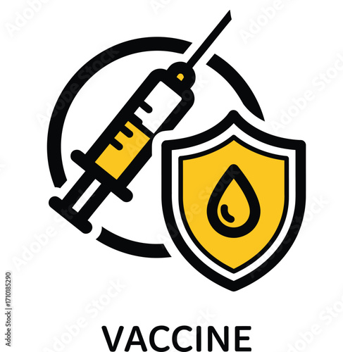 Vaccine protection shield and syringe icon