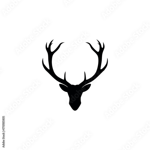 Deer antlers silhouette icon set collection