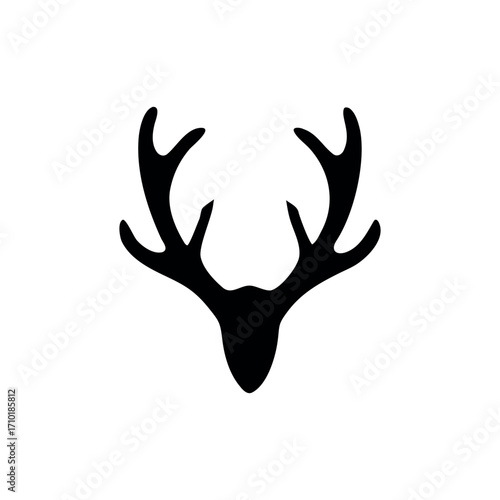 Deer antlers silhouette icon set