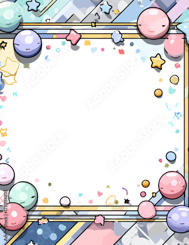 Pastellfarbener Kawaii-Rahmen mit Sternen - Vektorgrafik