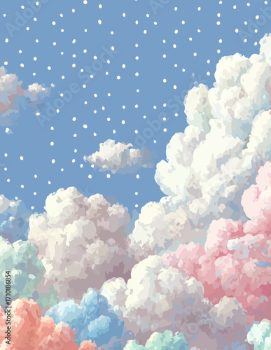 Pastellblauer Himmel mit weichen Wolken - Vektorgrafik