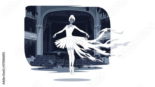 Enchanting Ballerina's Graceful Performance: A sketch of a ballerina, poised mid-air, gracing the stage in a breathtaking dance.