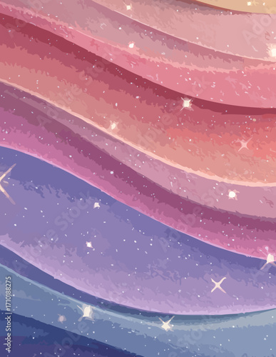 Pastellfarbene Wellen mit Sternenhimmel - Vektorgrafik