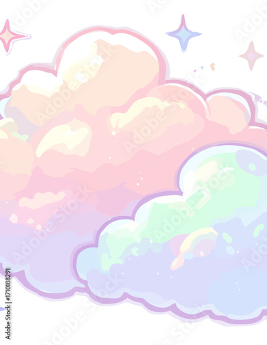 Pastellfarbener Wolkenhimmel - Vektorillustration