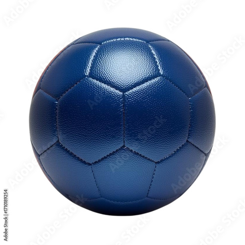 Blue soccer ball isolated on transparent background PNG, created with Generative AI.