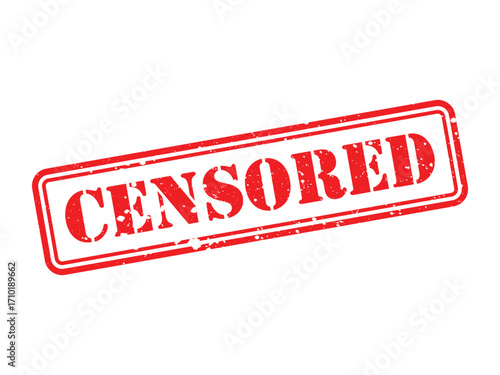 Censored Stamp Vector. Red Grunge Label Design, Red Censored Rubber Stamp. Vector Sign Illustration Censored