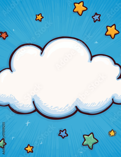 Vektor-Wolkenhintergrund, leerer Platz, Cartoon-Stil