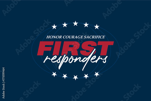 first responders holiday concept vector