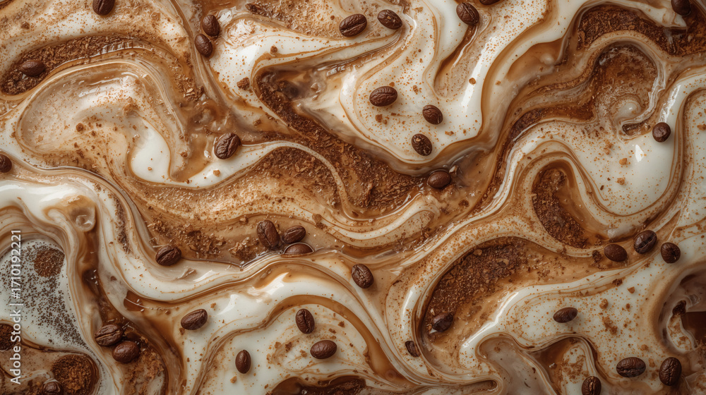 Obraz premium Coffee Layer Texture — Beans, Ground Coffee, Sugar and Foam