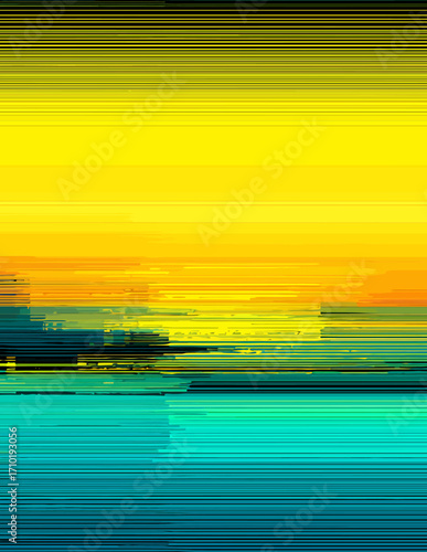 Abstrakte digitale Kunst: Gelb-Türkis-Horizont