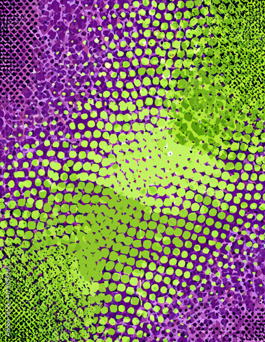 Abstrakte digitale Kunst: Violett-Grün-Punktemuster