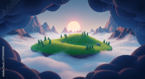 Peaceful Mountain Meadow Floating Island.