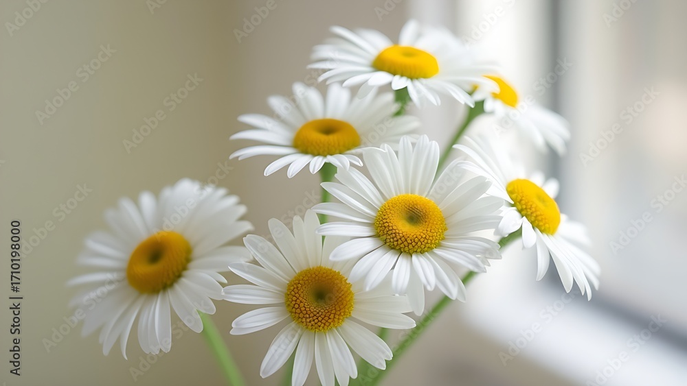 Obraz premium A delicate bouquet of daisies bathed in soft light, symbolizing purity and simplicity.