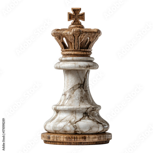 Elegant Marble Chess King Piece with Crown Design