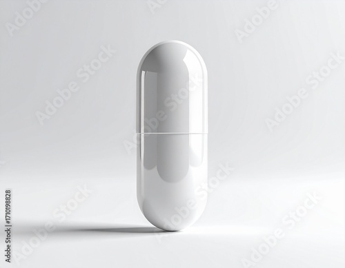 Glossy transparent capsule with soft reflections, futuristic minimal design