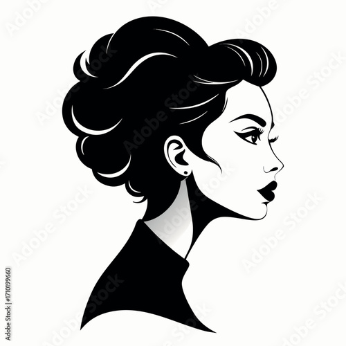 Striking silhouette of a woman s profile with flowing hair