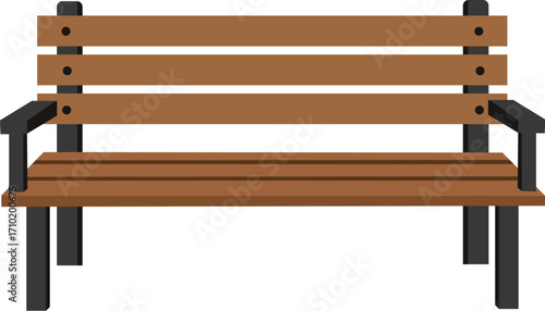 Wooden park bench isolated on a white background
