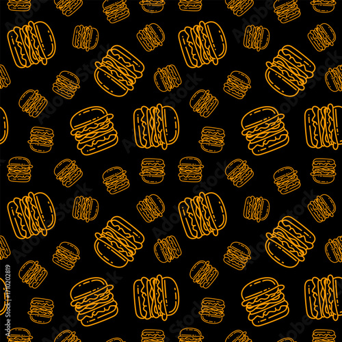 doodle burger pattern background. doodle fast food burger seamless pattern background. seamless pattern of burger in doodle style. Seamless Pattern of a Cheese Burger or Hamburger. hamburger pattern.
