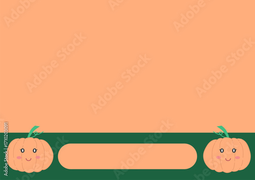 orange and green background with cute smiling pumpkin