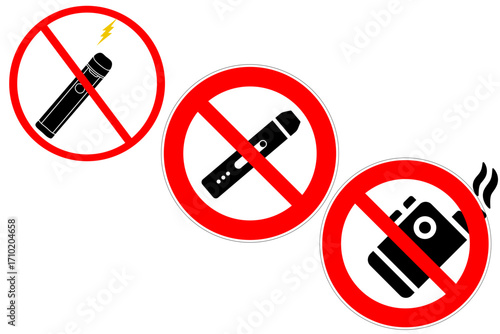 3d render of a forbidden sign not allowed, No smoking, No vaping combined sign. Smoking & vaping area or allowed symbol. High resolution vector icon - 1