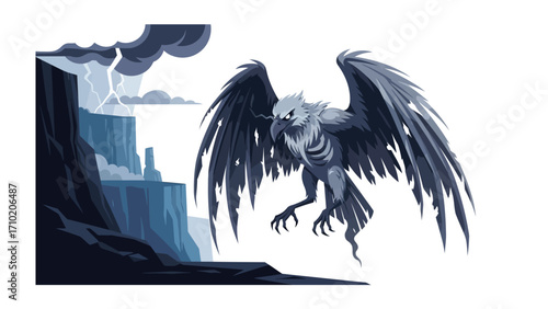 Flight of the Raven in Storm: A raven soars against a dramatic backdrop of stormy skies, embodying freedom and the raw power of nature.
