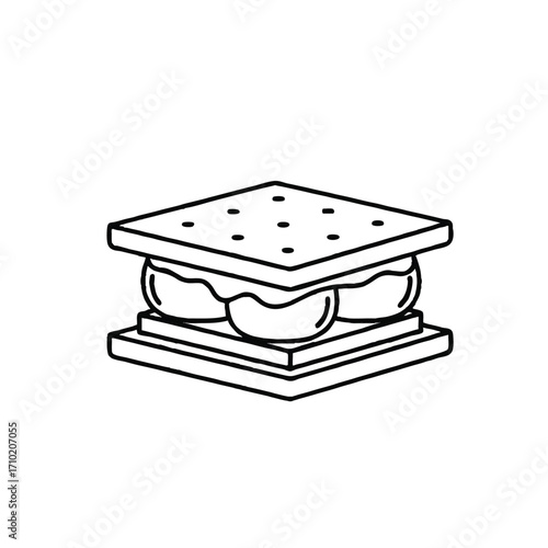 smores dessert flat design line art illustration