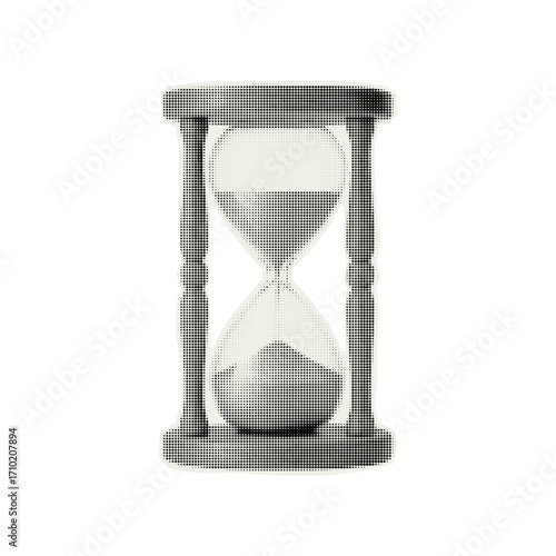 Hourglass with halftone effect for collage Y2K style.