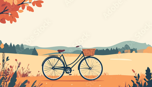 Vintage bicycle with a woven basket and retro-style frame.