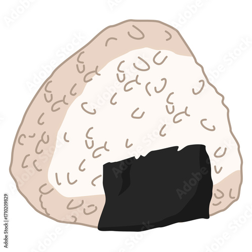 Illustration of Japanese Onigiri with Nori