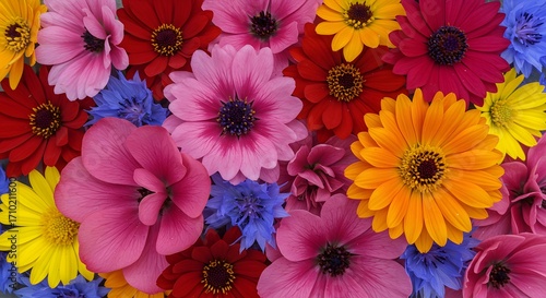 Wallpaper Mural Vibrant Bouquet of Colorful Flowers, Close-Up Floral Display Torontodigital.ca