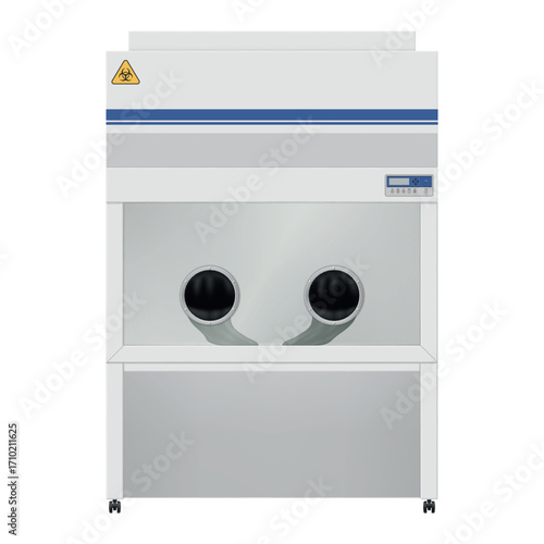 An illustration of a medical biological safety cabinet, designed to create a sterile environment when working with hazardous biological agents. It is essential for ensuring laboratory safety.