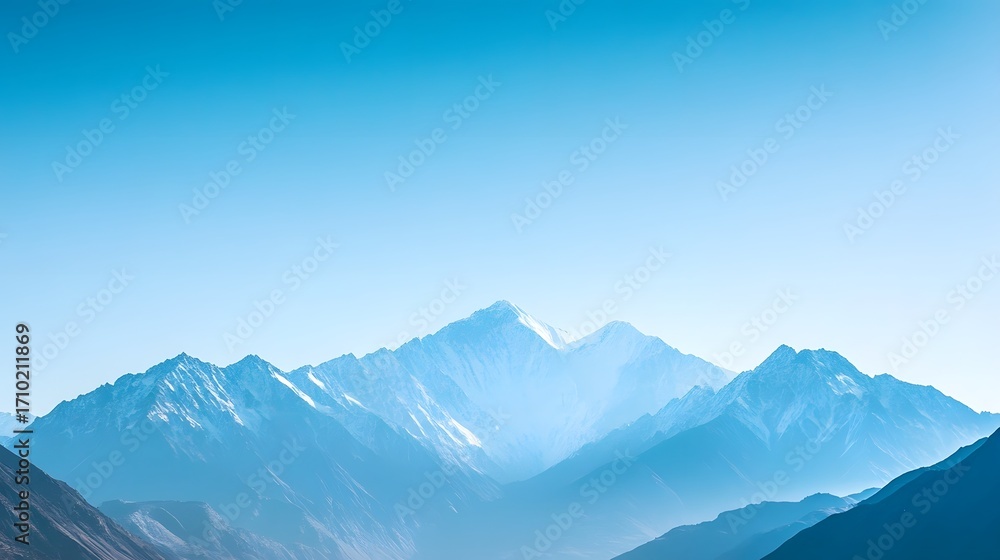 Fototapeta premium Majestic mountain range under a clear blue sky, showcasing natural beauty and tranquility