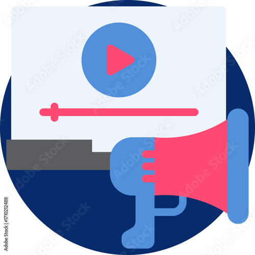 Video marketing icon for content marketing, business, website, application, printing, document, poster design, etc